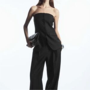 COS Black Strapless top